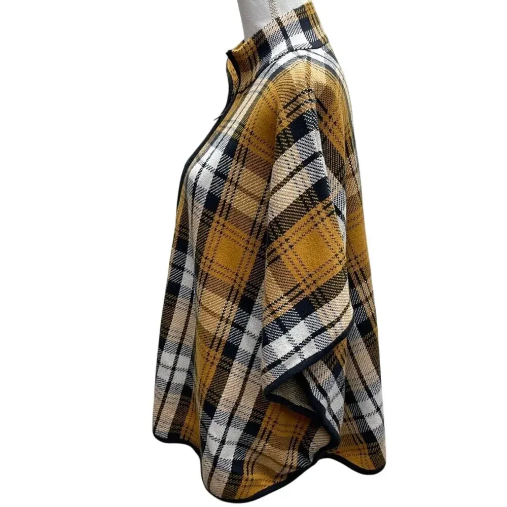Jones New York Plaid Full Zip Poncho Cardigan Size 2XL